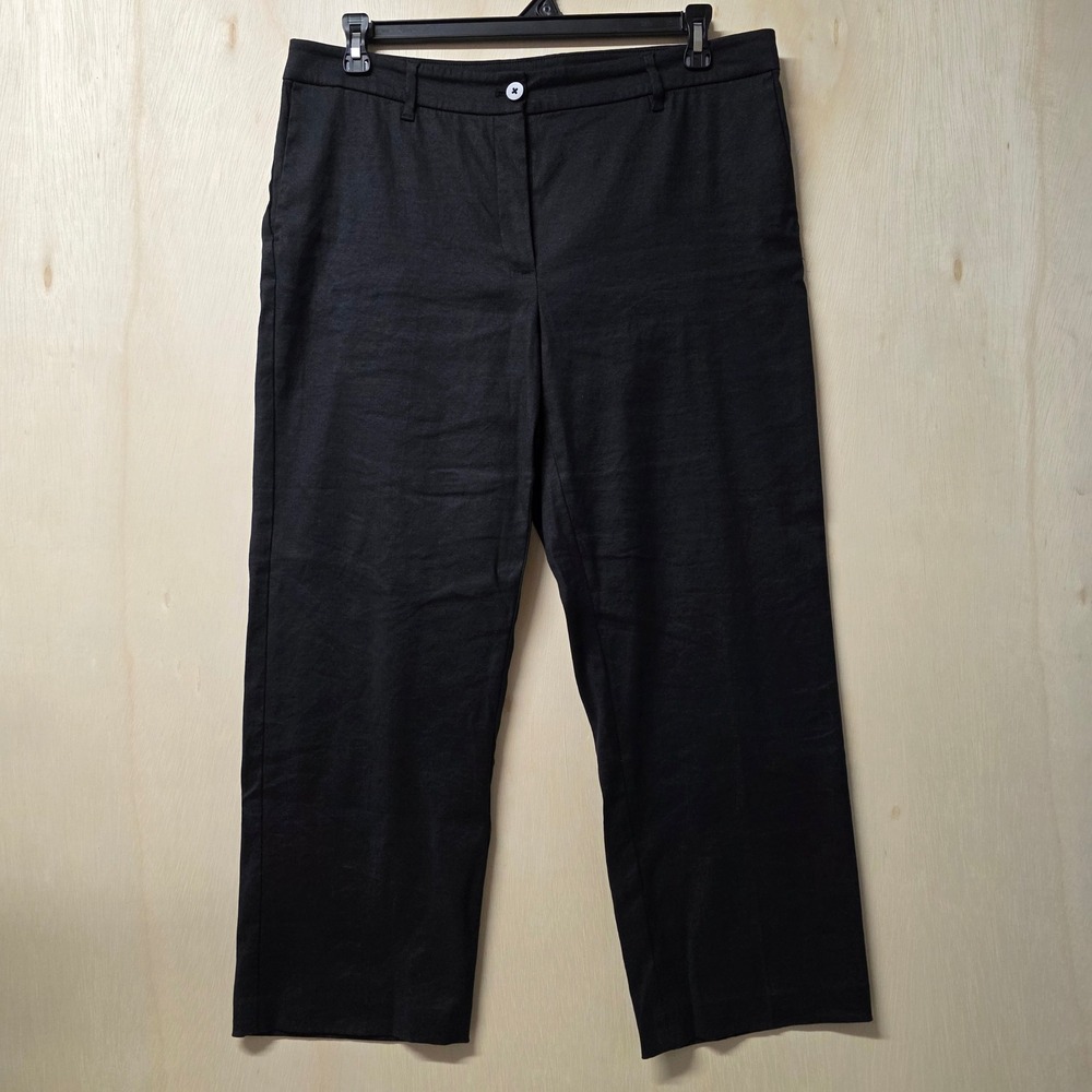 J. Jill Linen Stretch Straight Leg Pants Womens 14 Tall Black Trousers RN 97641 - Picture 3 of 15